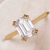 14K yellow gold double claw prong solitaire engagement ring setting