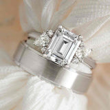 14K white gold diamond cluster engagement setting