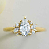 Diamond cluster engagement ring setting in 14K yellow gold