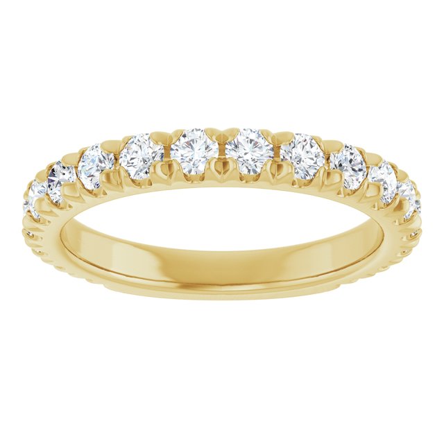 Thin diamond band in 14K gold, close-up of festoon pattern variant--14K-yellow-gold variant--Diamond-Lab variant--1CT variant--Diamond-Nat