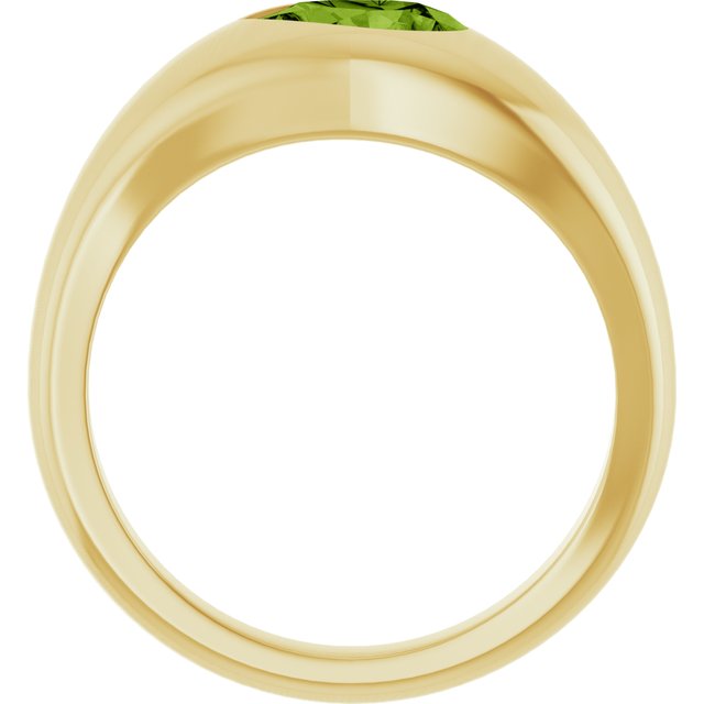 Peridot cocktail ring on model hand, styled view
