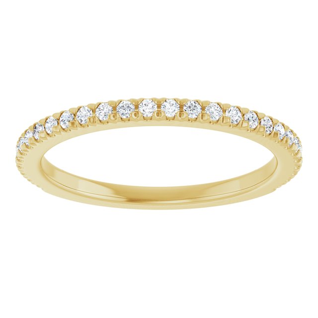 Thin diamond band in 14K gold, three-quarter angle/5-CT/5CT variant--14K-yellow-gold variant--Diamond-Lab variant--1/5CT variant--Diamond-Nat