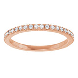 Thin diamond band in 14K gold, styled in stack/5-CT/5CT variant--14K-rose-gold variant--Diamond-Lab variant--1/5CT variant--Diamond-Nat