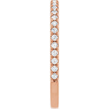 Thin diamond band in 14K gold, front view/5-CT/5CT variant--14K-rose-gold variant--Diamond-Lab variant--1/5CT variant--Diamond-Nat