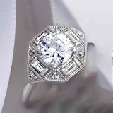 Vintage diamond engagement ring setting in 14K gold, three-quarter angle