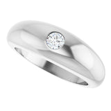 White gold diamond dome ring with smooth rounded profile variant--14K-white-gold variant--Diamond-Nat variant--Diamond-Lab variant--Sterling-silver
