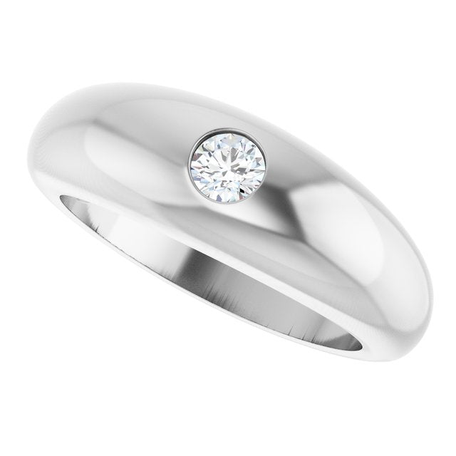 White gold diamond dome ring with smooth rounded profile variant--14K-white-gold variant--Diamond-Nat variant--Diamond-Lab variant--Sterling-silver