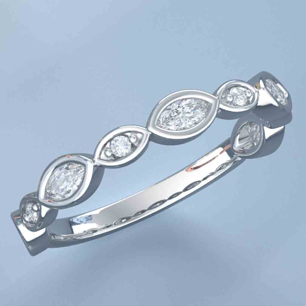 Swing diamond band in 14K gold, front view