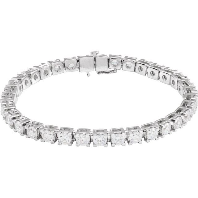 Lab-grown diamond tennis bracelet in 14K white gold, lifestyle view white gold variant--14K-white-gold variant--Diamond-Lab variant--8-CT