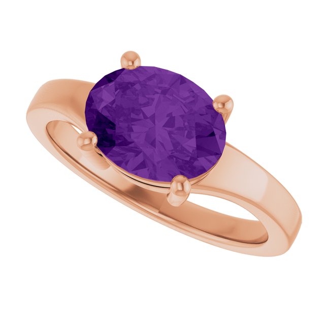14K Rose Natural Amethyst Ring variant--Amethyst variant--14K-rose-gold