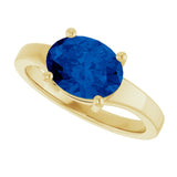 Oval amethyst cocktail ring in 14K rose gold, front view of purple gemstone variant--Sapphire variant--14K-yellow-gold