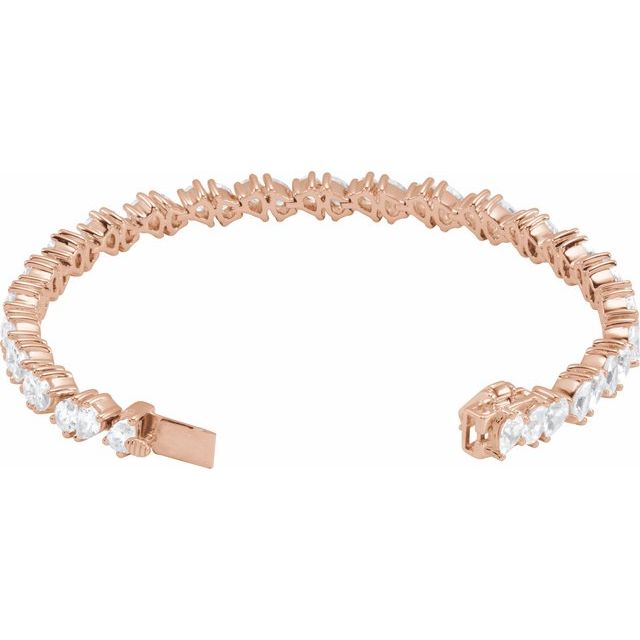 Mixed pear diamond tennis bracelet, overhead product view rose gold variant--14K-rose-gold