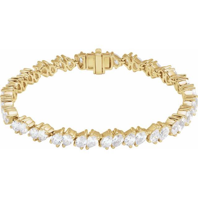 Mixed pear diamond tennis bracelet, flat product detail yellow gold variant--14K-yellow-gold
