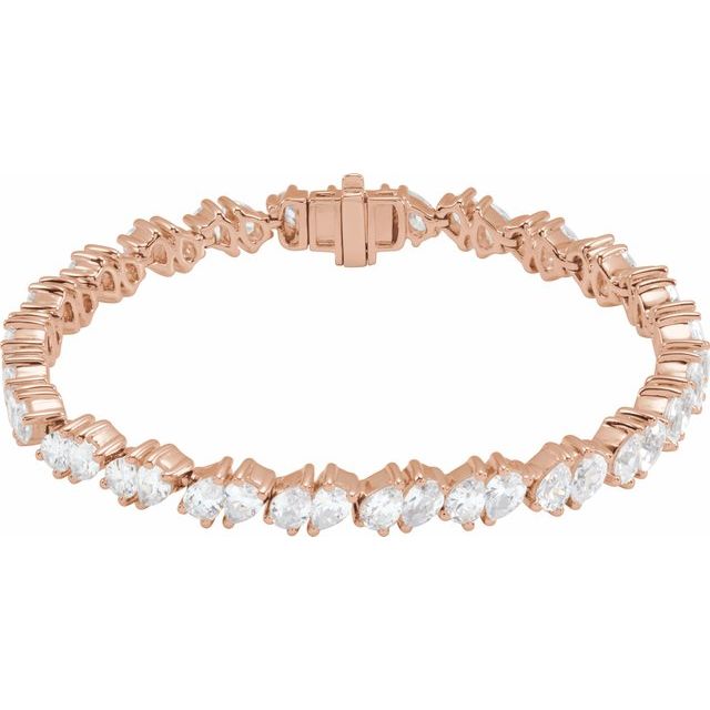 Mixed pear tennis bracelet showing clasp and pear diamonds rose gold variant--14K-rose-gold