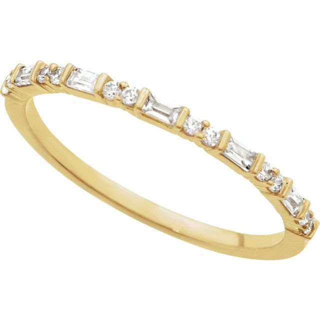 Shorty stackable diamond band in 14K gold, front view