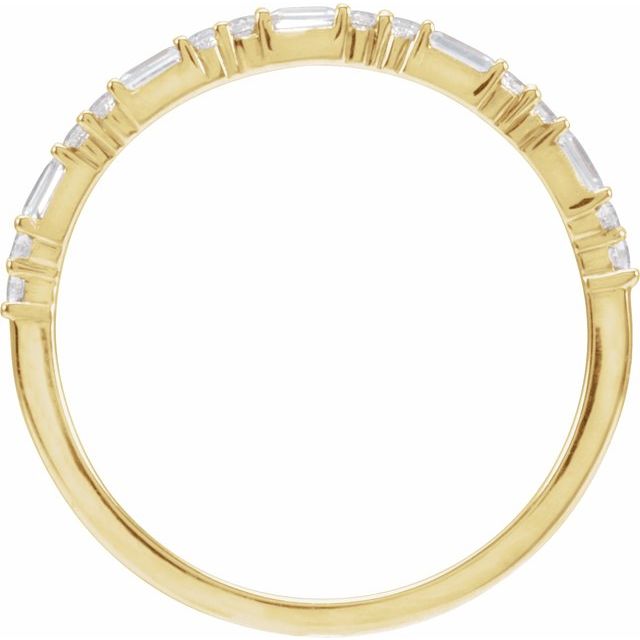 Shorty stackable diamond band in 14K gold, styled with other rings
