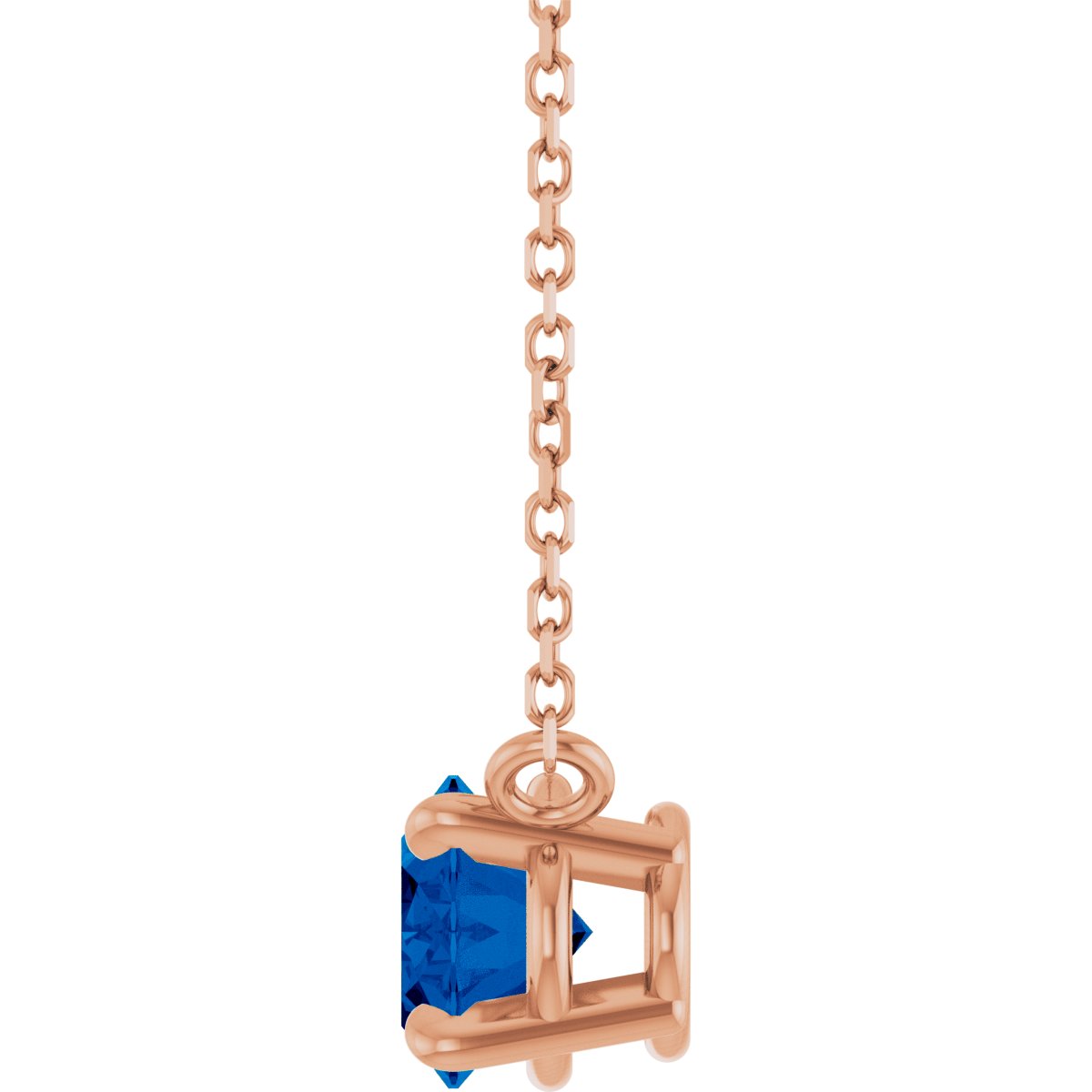 14K Rose Natural Blue Sapphire 18" Necklace