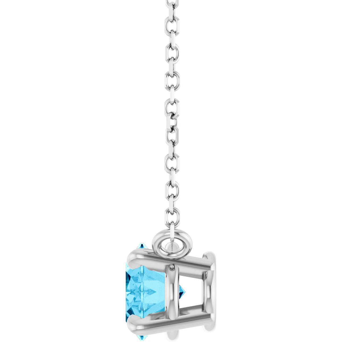 Sterling Silver East West Oval Birthstone Pendant with Aquamarine