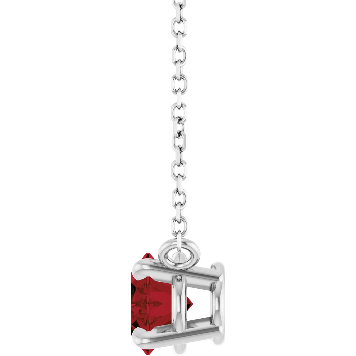 Sterling Silver Natural Mozambique Garnet 18" Necklace