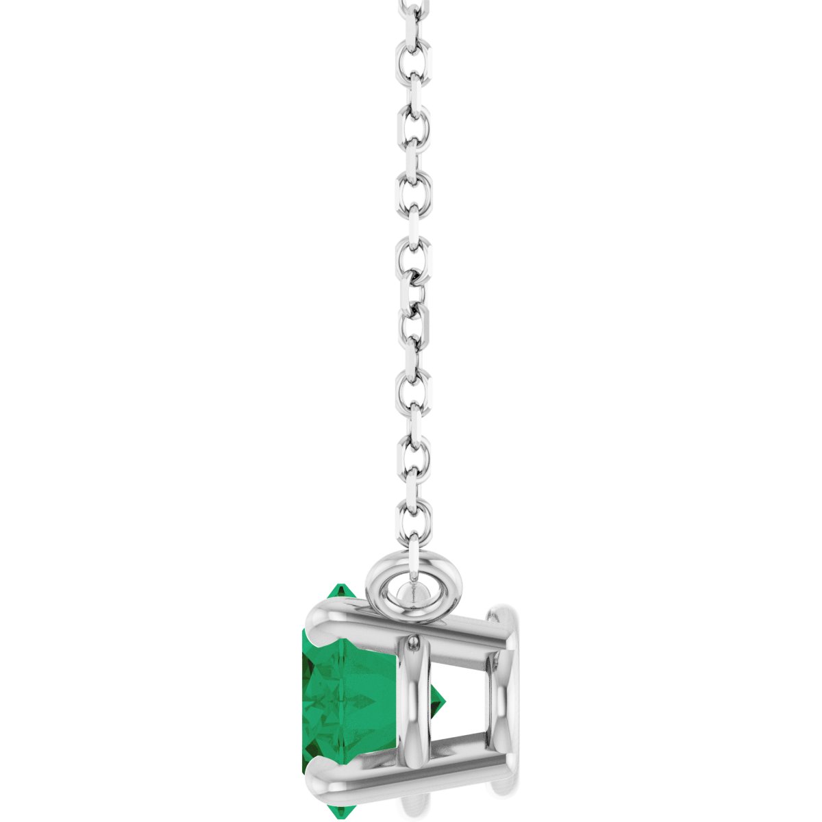 Sterling Silver Natural Emerald 18" Necklace
