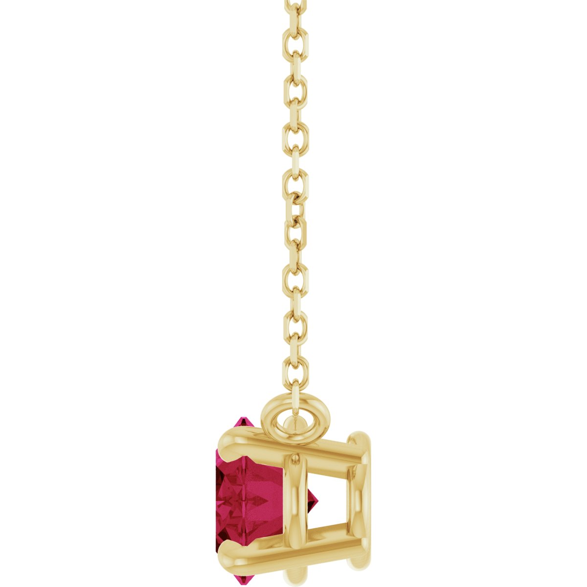 East West Oval Birthstone Necklace in 14K Yellow Gold with Ruby
