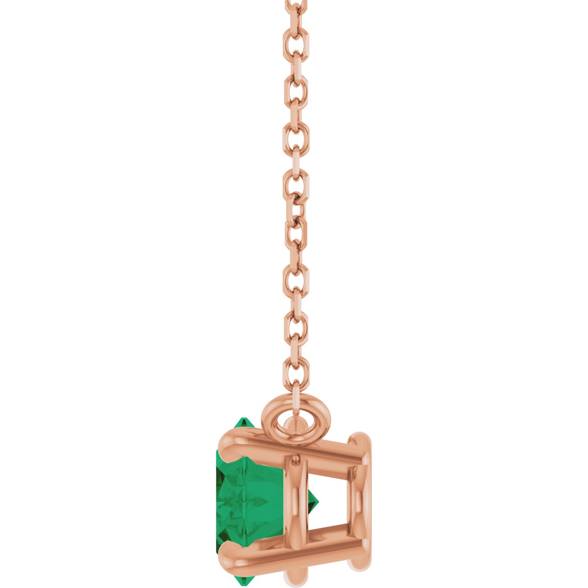 14K Rose Natural Emerald 18" Necklace