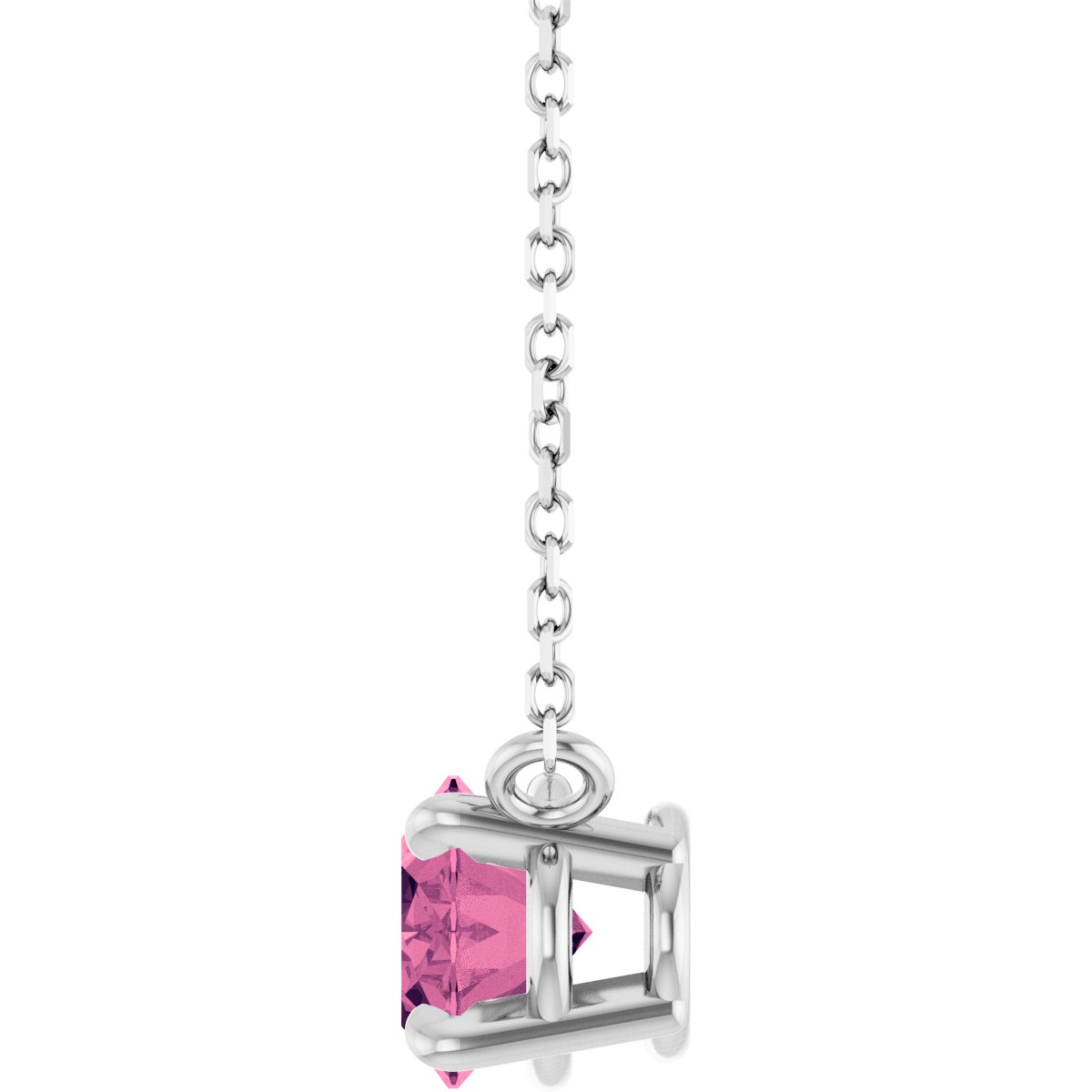 Sterling Silver Natural Pink Tourmaline 18" Necklace