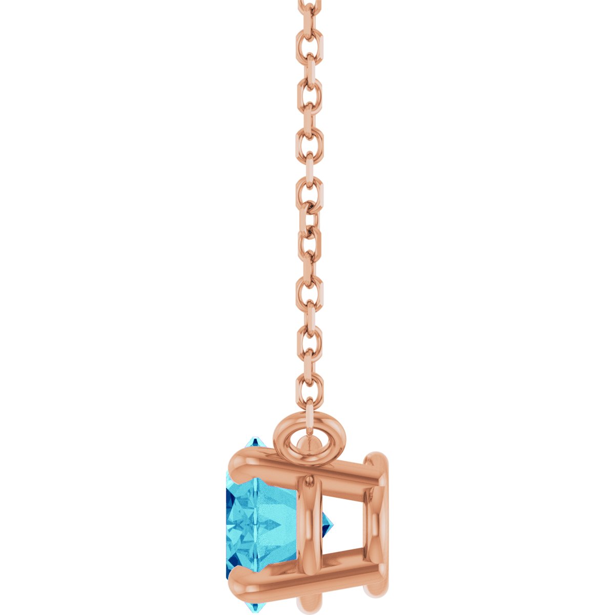 14K Rose Natural Blue Zircon 18" Necklace