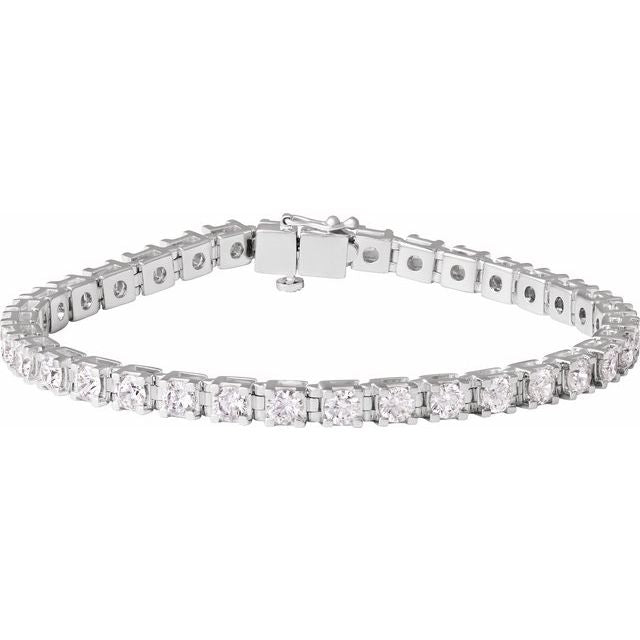 Lab-grown diamond tennis bracelet in 14K gold, on wrist lifestyle white gold variant--14K-white-gold variant--Diamond-Lab variant--7-CT