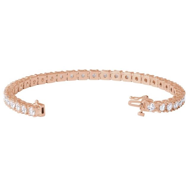 Lab-grown diamond tennis bracelet, draped on display rose gold variant--14K-rose-gold variant--Diamond-Lab variant--7-CT