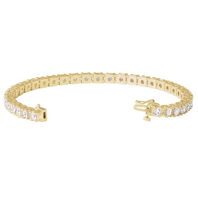 Lab-grown diamond tennis bracelet, full length flat lay yellow gold variant--14K-yellow-gold variant--Diamond-Lab variant--7-CT