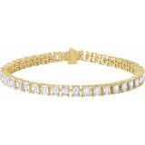 Lab-grown diamond tennis bracelet close-up, emerald-cut stones in yellow gold yellow gold variant--14K-yellow-gold