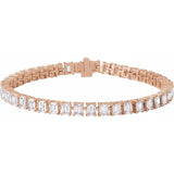 Tennis bracelet in 14K yellow gold with 42 matched emerald-cut lab diamonds rose gold variant--14K-rose-gold