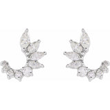 Diamond curve earrings in 14K white gold with natural diamonds