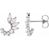 14K White .5CTW Natural Diamond Front-Back Earrings