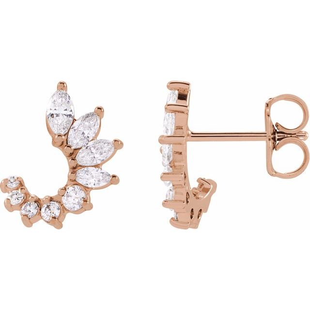 Diamond curve earrings in 14K rose gold with natural diamonds variant--14K-rose-gold
