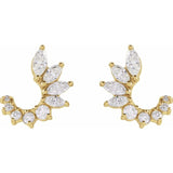 Minimal curved diamond earrings in yellow gold variant--14K-yellow-gold