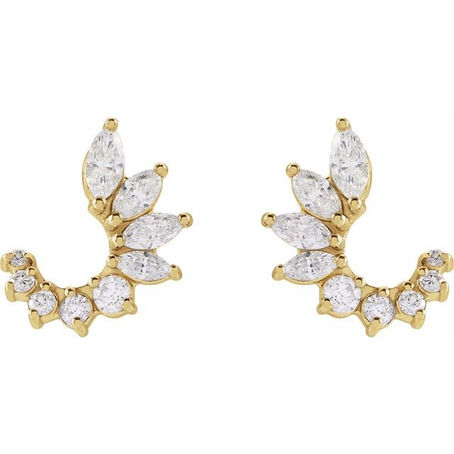 Minimal curved diamond earrings in yellow gold variant--14K-yellow-gold