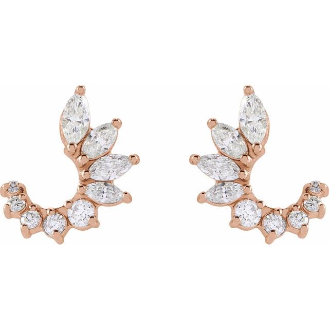 Modern diamond curve earrings in rose gold variant--14K-rose-gold