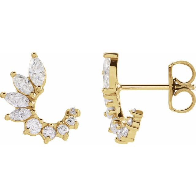 14K Yellow .5CTW Natural Diamond Front-Back Earrings variant--14K-yellow-gold