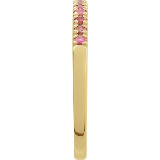Tourmaline stackable band in 14K gold, side profile variant--14K-yellow-gold