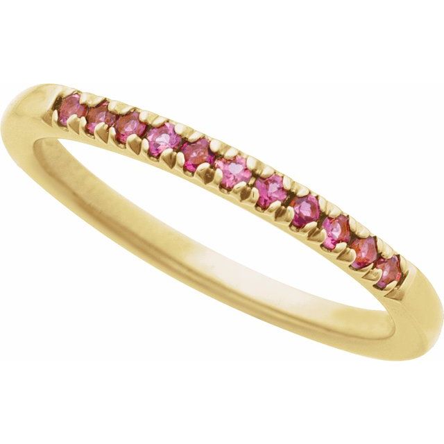Tourmaline stackable band in 14K gold, front view