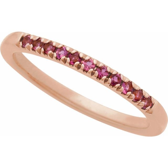 Tourmaline stackable band in 14K gold, side profile variant--14K-rose-gold