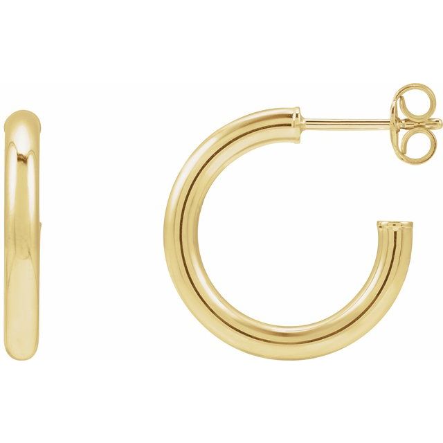 Gold post hoops in multiple lengths for size comparison variant--14K-yellow-gold variant--17mm
