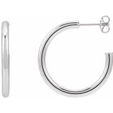 14K gold hoop earrings showing 2.5mm width detail variant--14K-white-gold variant--25mm