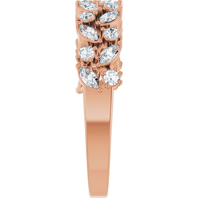 Side View of a the Garland Diamond Band in Rose Gold variant--14K-rose-gold variant--Diamond-Lab variant--Diamond-Nat