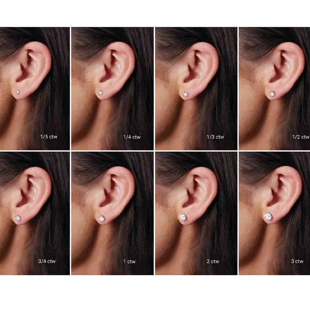 Gold post hoop earrings styled on model, showing length and movement