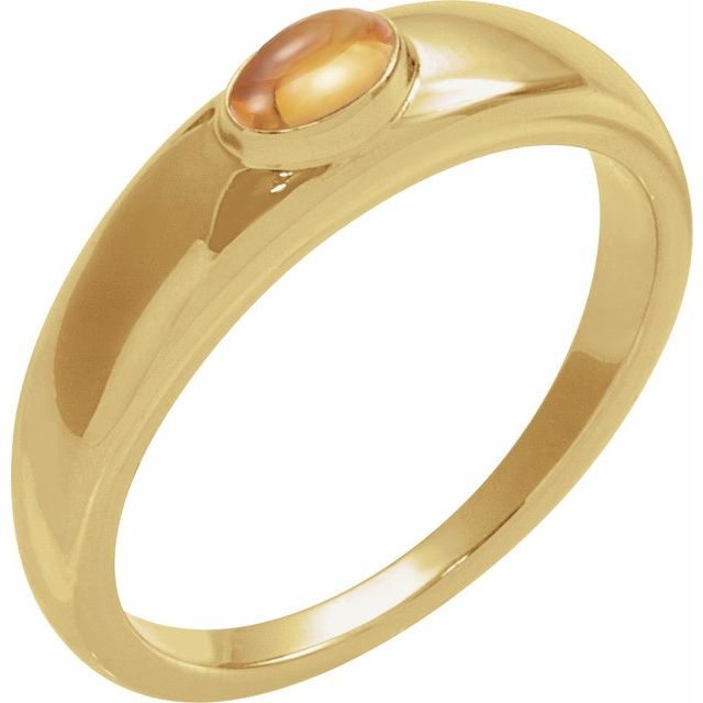 14K Rose Natural Black Onyx Cabochon Dome Ring variant--Citrine variant--14K-yellow-gold