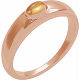 Gemmy dome ring with London blue topaz cabochon in 14K white gold variant--Citrine variant--14K-rose-gold
