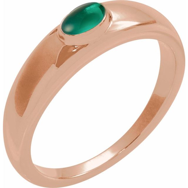 Gemmy dome ring with tourmaline cabochon in 14K yellow gold variant--Emerald variant--14K-rose-gold